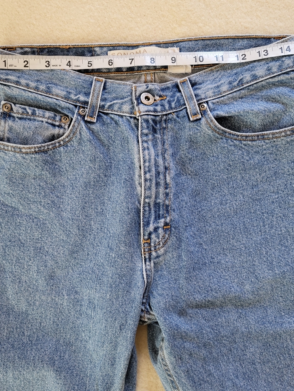 Vintage 90's, Cotton Blue Jeans Size 29, med blue wash denim, Straight Leg - Picture 4 of 10